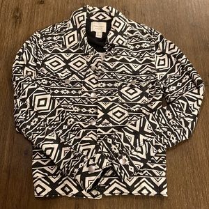 FOREVER 21 LA / CA Tribal Aztec Print Jean Jacket